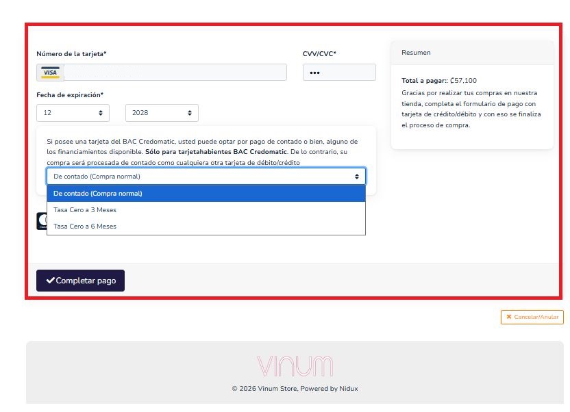 Pago con Tasa Cero BAC